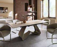 DELIFE Eettafel Edge 180-220x90 keramiek  Laminam® Travertino Bianco C...