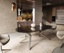 DELIFE Eetkamertafel Edge ovaal 220x120 reliëfglas Rauchzwart 3D-Desig...