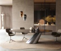 DELIFE Eettafel Edge Oval 280x130 Reliefglas rookzwart 3D-Design Cono ...