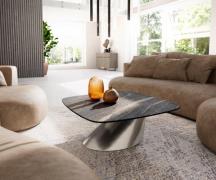 DELIFE Salontafel Edge Boot 90x90 cm keramiek Laminam® Noir Desir brui...