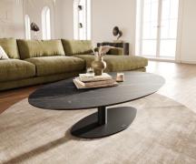 DELIFE Salontafel Edge Oval 140x80 cm keramiek Laminam® Noir Desir bru...