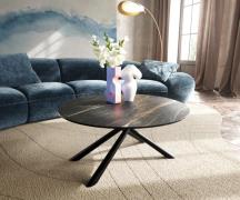 DELIFE Salontafel Edge rond 90x90 cm keramiek Laminam® Noir Desir brui...