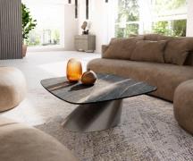 DELIFE Salontafel Edge Boot 90x90 cm keramiek Laminam® Noir Desir brui...