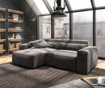 DELIFE Hoekbank Sirpio 230x155 cm microvezel kaki bruin variabele rugl...