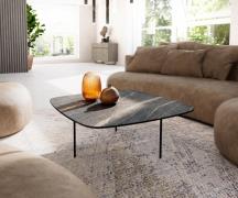 DELIFE Salontafel Edge Boot 90x90 cm keramiek Laminam® Noir Desir brui...