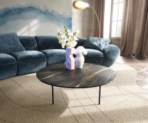 DELIFE Salontafel Edge rond 90x90 cm keramiek Laminam® Noir Desir brui...