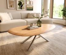 DELIFE Salontafel Edge Oval 140x75 cm Eiken Naturel ronde rand Sarity ...