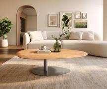 DELIFE Salontafel Edge Oval 140x75 cm Eiken Naturel ronde rand Vibany ...