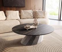 DELIFE Salontafel Edge rond 100x100 cm keramiek Laminam® Noir Desir br...