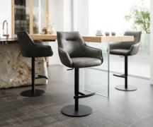 DELIFE Barstoel Alja-Flex microvezel antraciet vintage draaivoet in ho...