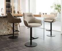 DELIFE Barstoel Alja-Flex materiaalmix microvezel Mud / bouclé Mud dra...