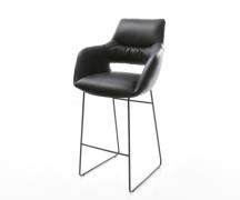 DELIFE Barstoel Yago-Flex Volledig leer Zwart Metalen sledestoel Zwart...