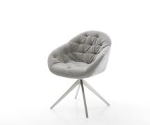 DELIFE Draaistoel Gaio-Flex zachte stof met structuur grijs kruisframe...