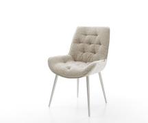 DELIFE Eetkamerstoel Taimi-Flex geweven stof beige 4-poot conisch roes...