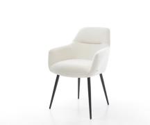 DELIFE Eetkamerstoel Pejo-Flex bouclé zacht beige 4-poot conisch zwart...