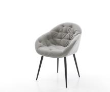 DELIFE Eetkamerstoel Gaio-Flex zachte stof met structuur grijs 4-poot ...