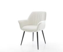 DELIFE Eetkamerstoel Keila-Flex met armleuning bouclé zacht beige 4-po...