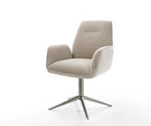 DELIFE Draaistoel Zoa-Flex geweven stof beige kruispoot grafiet 360° d...