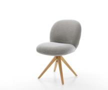 DELIFE Draaistoel Nube-Flex zachte stof met structuur grijs houten fra...