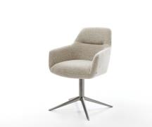 DELIFE Draaistoel Pejo-Flex geweven stof beige kruispoot grafiet 360° ...