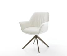 DELIFE Draaistoel Keila-Flex met armleuning bouclé zacht beige kruisfr...