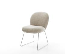 DELIFE Eetkamerstoel Nube-Flex geweven stof beige slipframe roestvrij ...