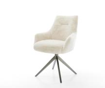 DELIFE Draaistoel Alja-Flex met armleuning pluchen crème-wit kruisfram...