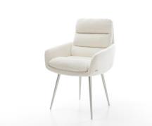 DELIFE Eetkamerstoel Abelia-Flex met armleuning bouclé zacht beige 4-p...