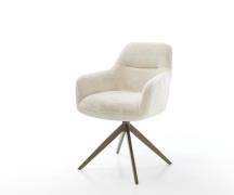 DELIFE Draaistoel Pejo-Flex pluchen crème-wit kruisframe breed afwerki...