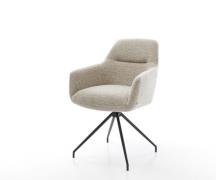 DELIFE Eetkamerstoel Pejo-Flex geweven stof beige kruisframe conisch z...