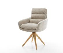 DELIFE Draaistoel Abelia-Flex met armleuning geweven stof beige houten...