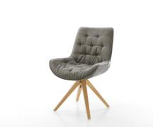 DELIFE Draaistoel Taimi-Flex bouclé zacht mud houten frame hoekig natu...