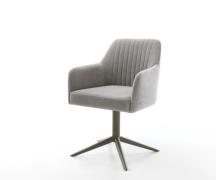 DELIFE Draaistoel Greg-Flex zachte stof met structuur grijs kruispoot ...