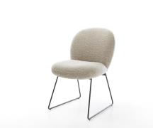 DELIFE Eetkamerstoel Nube-Flex geweven stof beige slipframe zwart pock...