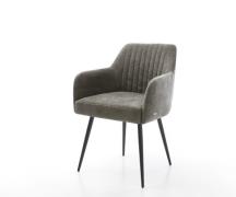 DELIFE Eetkamerstoel Greg-Flex bouclé zacht mud 4-poot conisch zwart p...