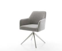 DELIFE Draaistoel Greg-Flex zachte stof met structuur grijs kruisframe...