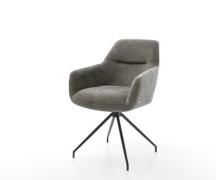 DELIFE Eetkamerstoel Pejo-Flex bouclé zacht mud kruisframe conisch zwa...