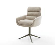 DELIFE Draaistoel Abelia-Flex met armleuning geweven stof beige kruisp...