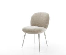 DELIFE Eetkamerstoel Nube-Flex geweven stof beige 4-poot conisch roest...