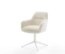 DELIFE Draaistoel Pejo-Flex pluchen crème-wit kruispoot wit 360° draai...