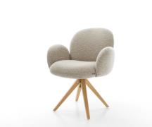 DELIFE Draaistoel Nube-Flex met armleuning geweven stof beige houten f...