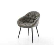 DELIFE Eetkamerstoel Gaio-Flex bouclé zacht mud 4-poot conisch zwart