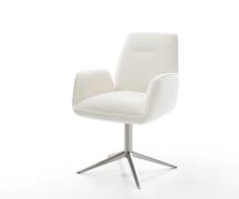 DELIFE Draaistoel Zoa-Flex bouclé zacht beige kruispoot roestvrij staa...