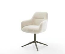 DELIFE Draaistoel Pejo-Flex pluchen crème-wit kruispoot afwerking met ...