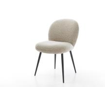 DELIFE Eetkamerstoel Nube-Flex geweven stof beige 4-poot conisch zwart...