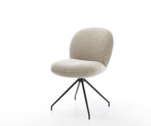 DELIFE Eetkamerstoel Nube-Flex geweven stof beige kruisframe conisch z...