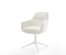 DELIFE Draaistoel Pejo-Flex bouclé zacht beige kruispoot wit 360° draa...