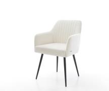 DELIFE Eetkamerstoel Greg-Flex bouclé zacht beige 4-poot conisch zwart...