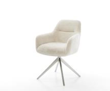 DELIFE Draaistoel Pejo-Flex pluchen crème-wit kruisframe breed roestvr...