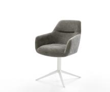 DELIFE Draaistoel Pejo-Flex bouclé zacht mud kruispoot wit 360° draaib...